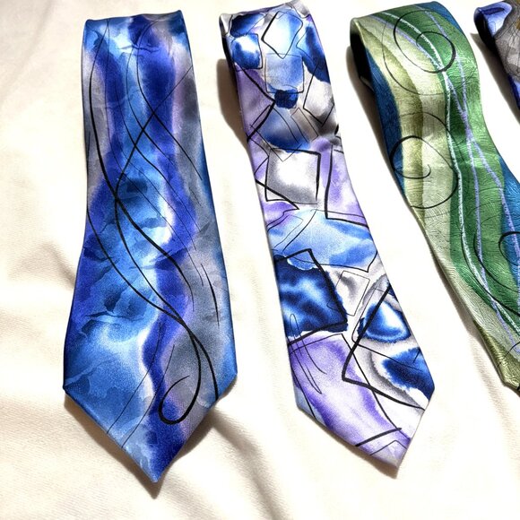 J. Garcia Tie Collection 4 Ties 100% Silk - Picture 4 of 9